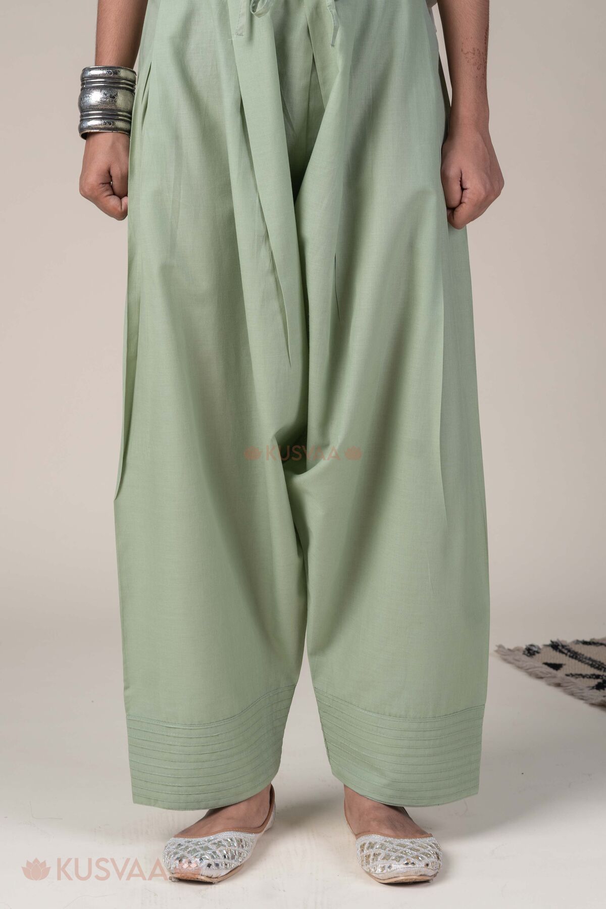 Image for Kusvaa Pnt021 Pista Green Devika Cotton Pant Pista Green Featured