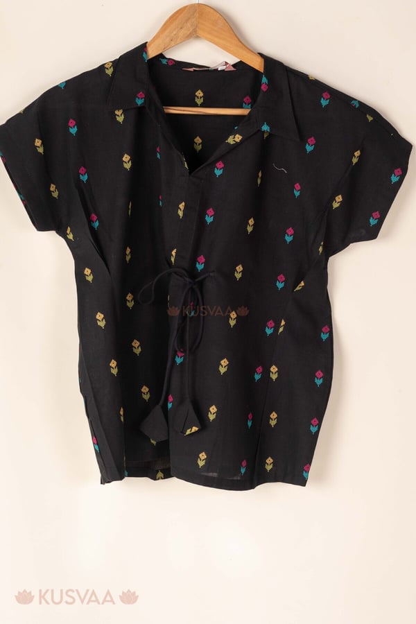 Kamala Handloom Cotton Black Kurti