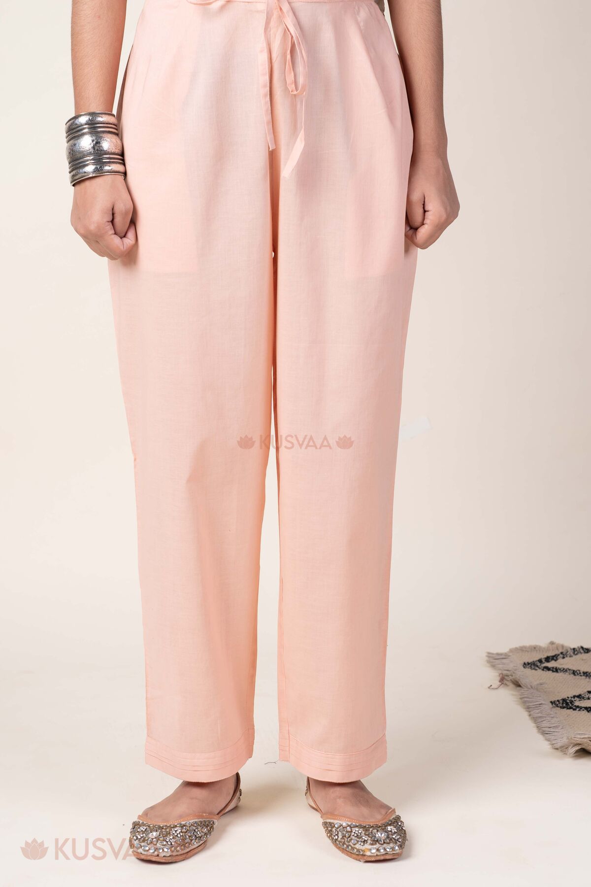 Image for Kusvaa Wkr282p Dhatri Cotton Pant Peach Featured