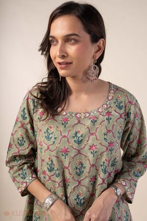 Image for Kusvaa Wkr372 Dhanvi Cotton A Line Kurta Featured