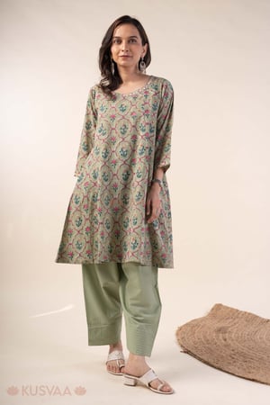 Image for Kusvaa Wkr372 Dhanvi Cotton A Line Kurta Front