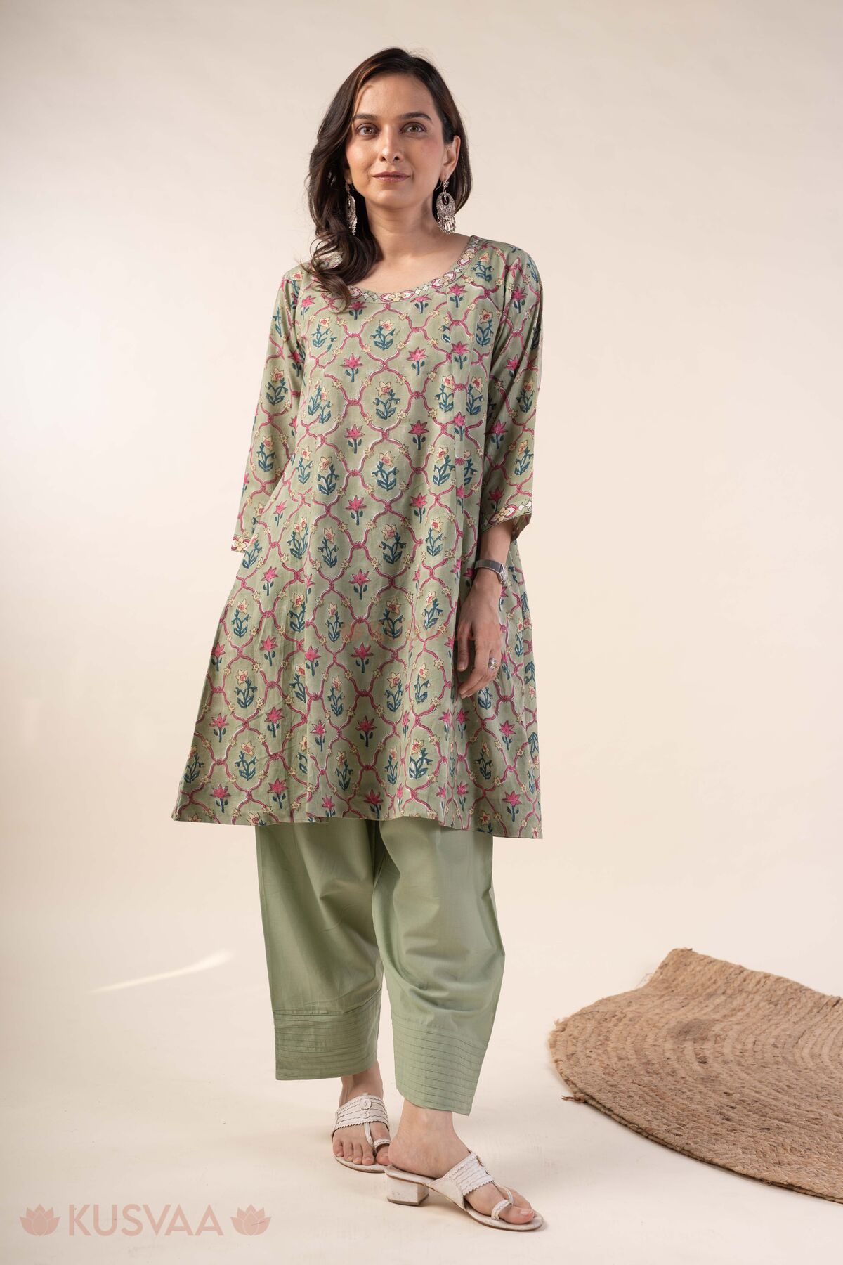Image for Kusvaa Wkr372 Dhanvi Cotton A Line Kurta Front