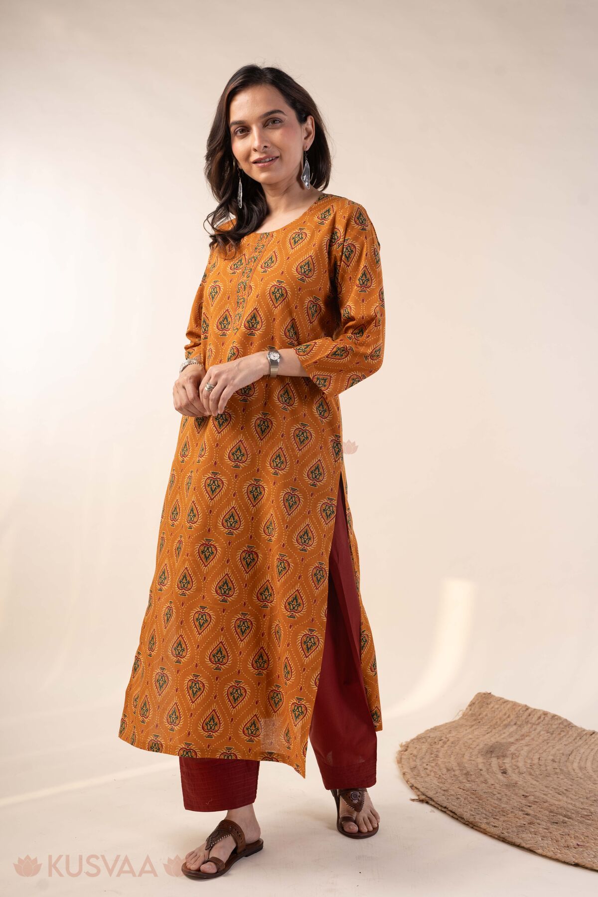 Image for Kusvaa Wkr391 Harika Screen Print Kurta Front