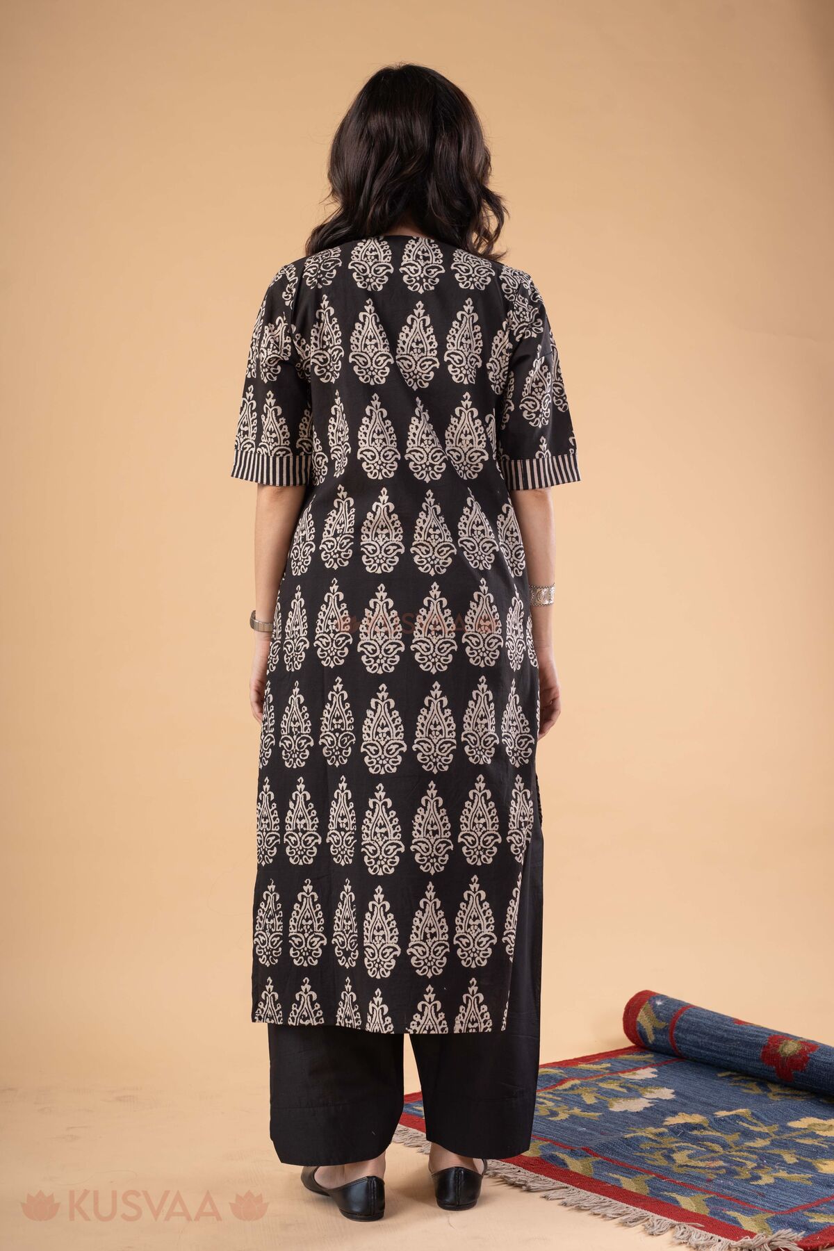 Image for Kusvaa Wkr401 Jayanti Handblock Cotton Kurta Back