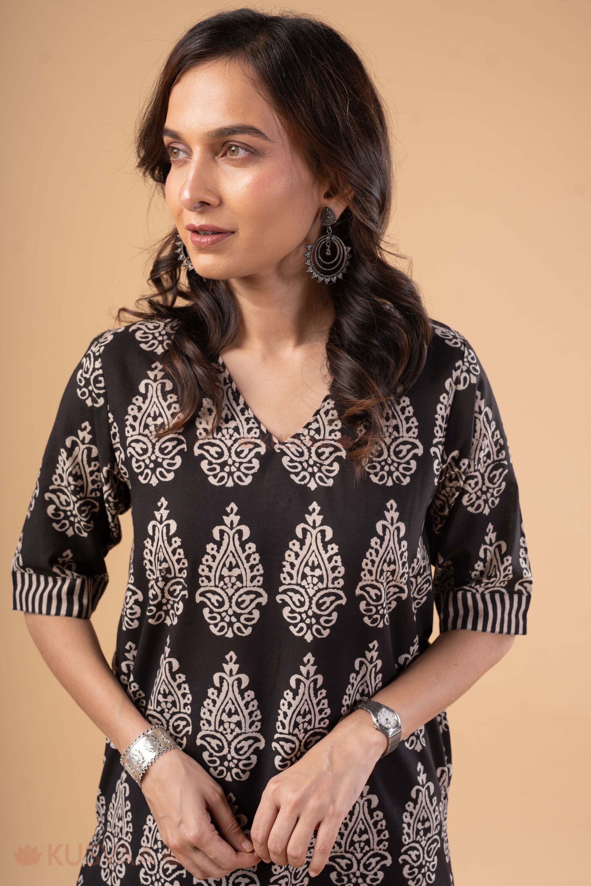 Image for Kusvaa Wkr401 Jayanti Handblock Cotton Kurta Featured Hd