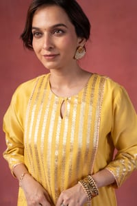Image for Kusvaa Wkr411 Kaveri Chanderi Yellow Kurta Featured