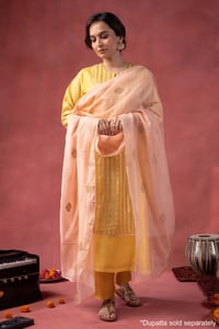 Image for Kusvaa Wkr411 Kaveri Chanderi Yellow Kurta Full