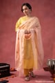 Image for Kusvaa Wkr411 Kaveri Chanderi Yellow Kurta Full