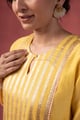 Image for Kusvaa Wkr411 Kaveri Chanderi Yellow Kurta Nack