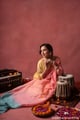 Image for Kusvaa Wkr412 Kriti Chanderi Semi A Line Kurta Sitting
