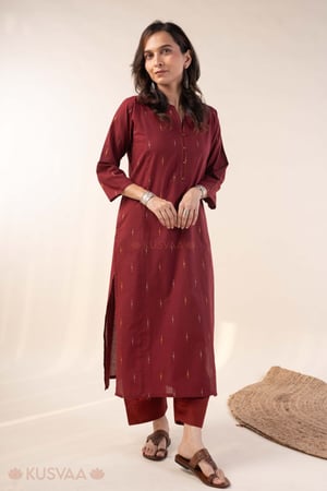 Image for Kusvaa Wkr415 Lipi Handloom Cotton Kurta Front