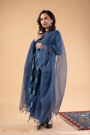 Image for Kusvaa Wkr416 Deepti Handblock Cotton Kurta Dupatta