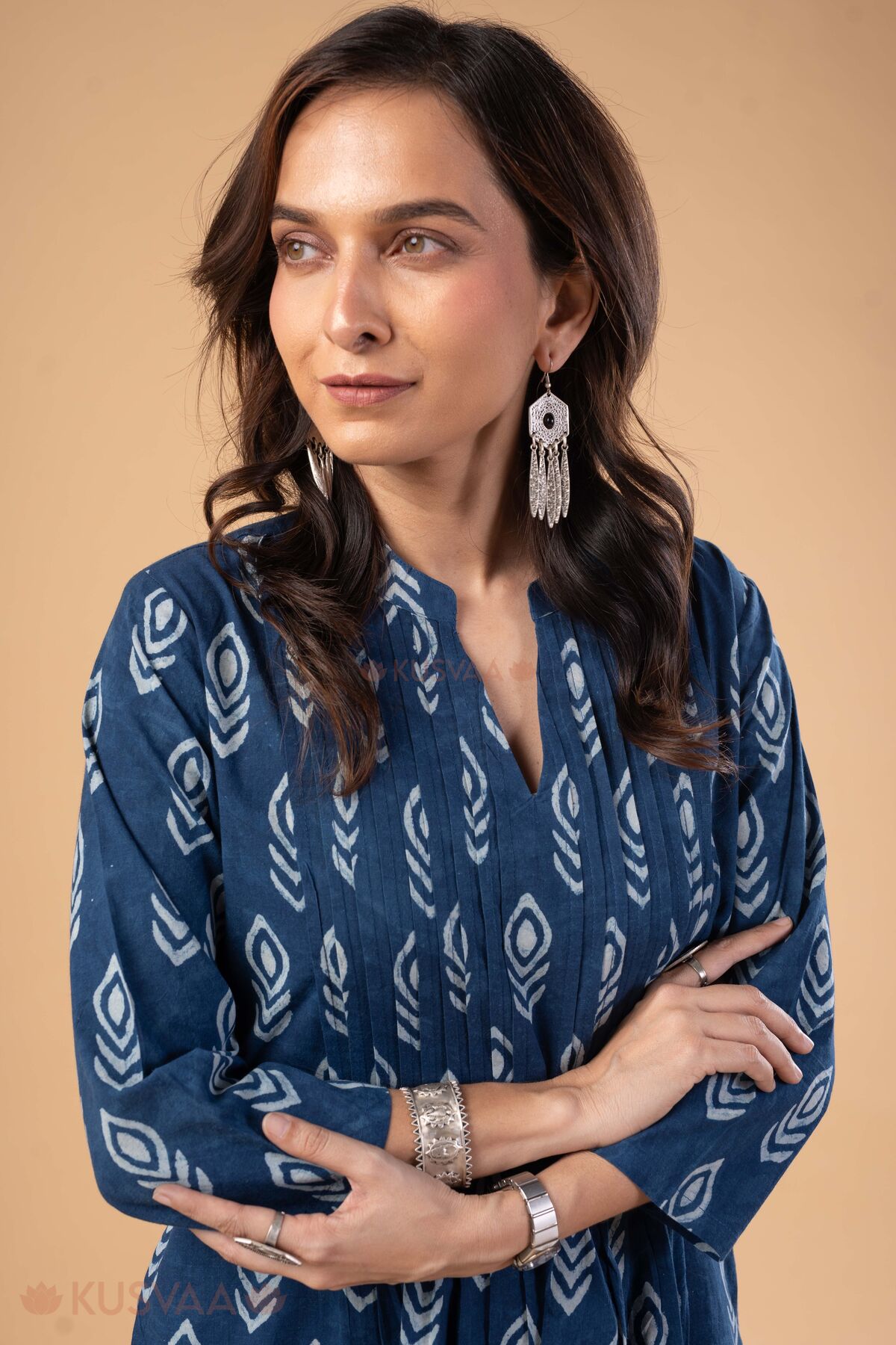 Image for Kusvaa Wkr416 Deepti Handblock Cotton Kurta Featured