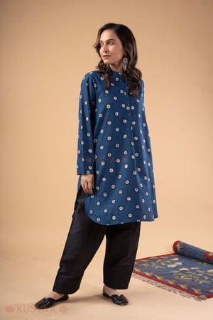 Image for Kusvaa Wkr417 Dhara Handblock Cotton Kurta Front