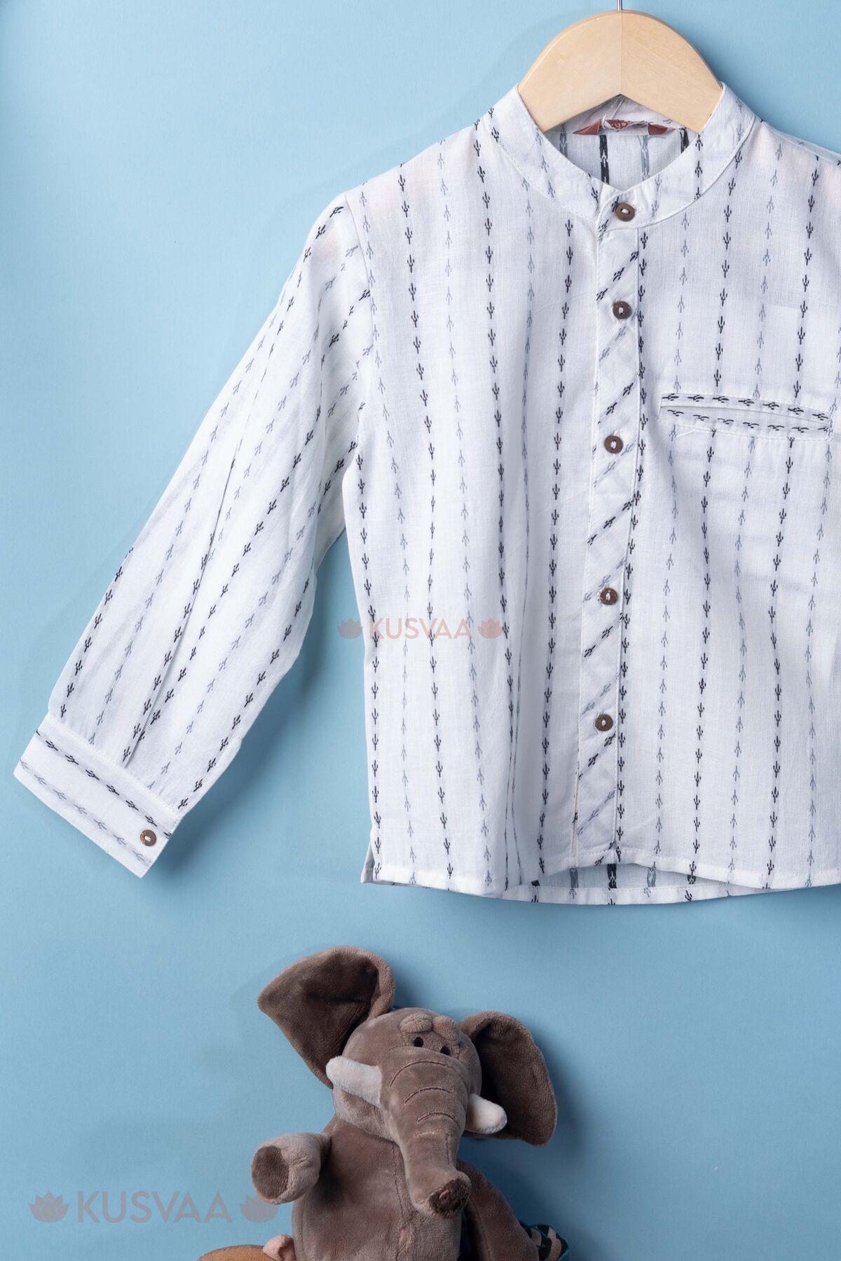 Image for Kusvaa Byw074 Ayaan Handloom Cotton Boys Shirt Detailing