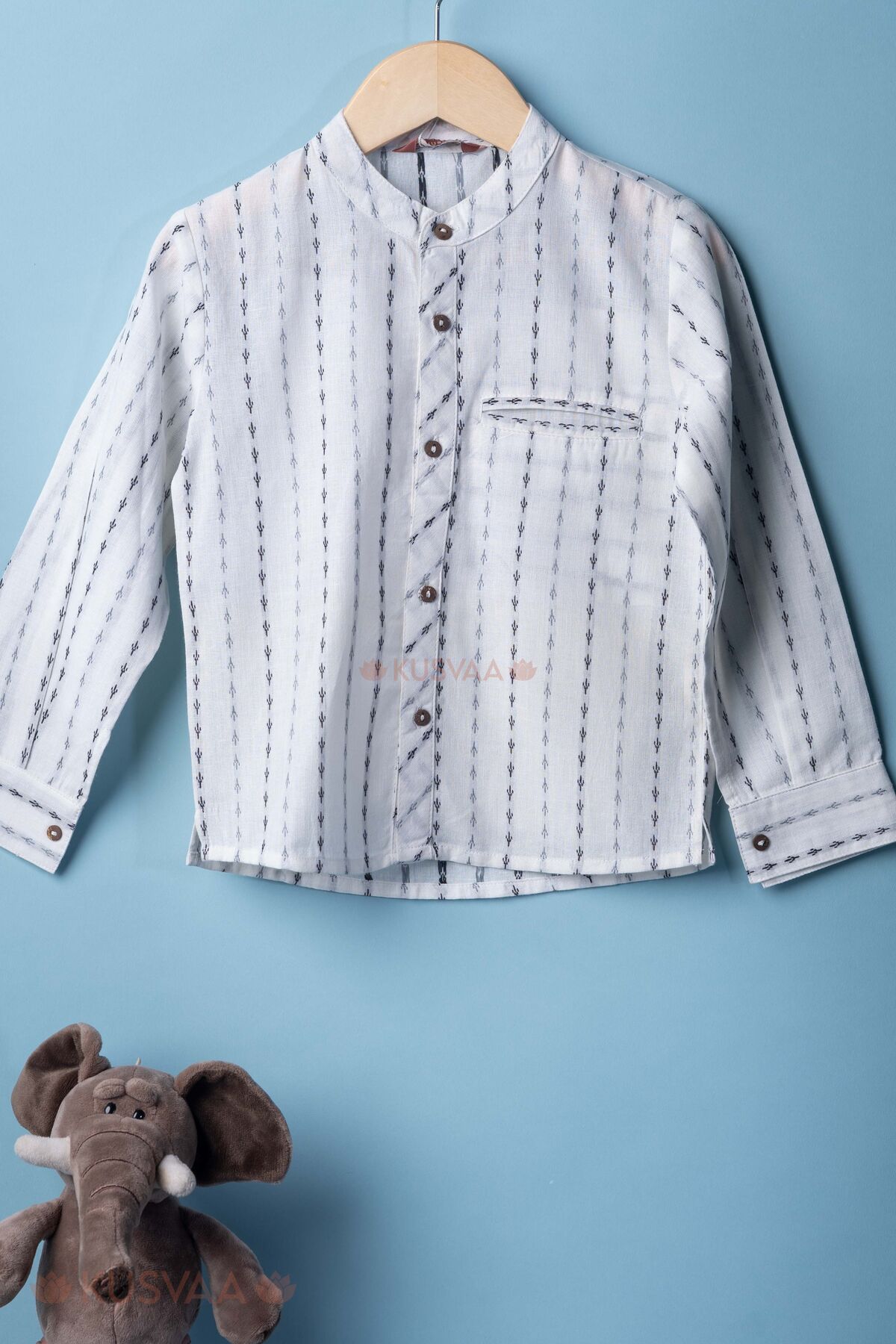Image for Kusvaa Byw074 Ayaan Handloom Cotton Boys Shirt Front
