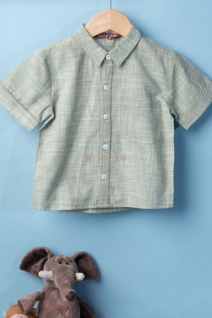 Image for Kusvaa Byw083 Sankalp Handloom Green Shirt Front