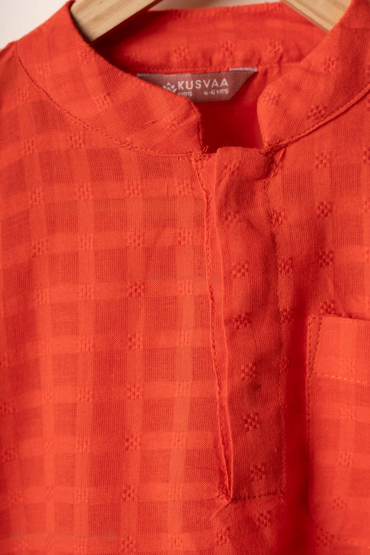 Image for Kusvaa Byw086 Pratul Cotton Orange Kurta For Boys Nack