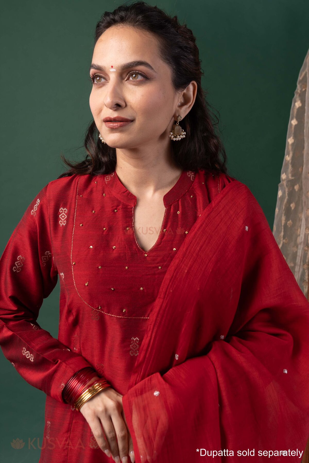 Image for Kusvaa Cood174 Chetana Silk A Line Kurta Pant Set Closeup