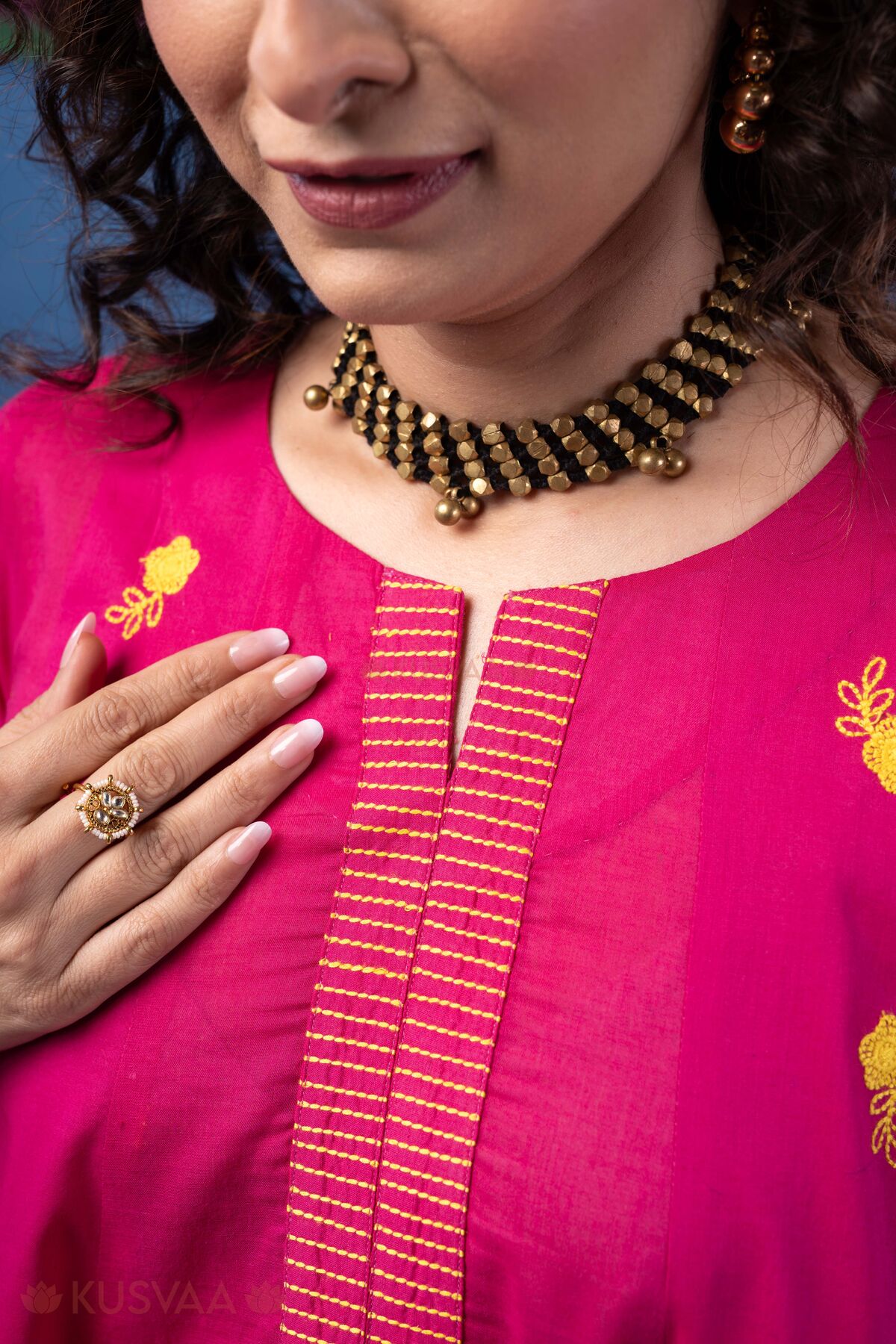 Image for Kusvaa Cood177 Kavya Cotton Kurta Pant Set Nack
