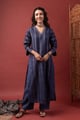 Image for Kusvaa Cood178 Maanvi Silk Blue Kurta Pant Set Front