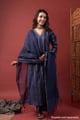 Image for Kusvaa Cood178 Maanvi Silk Blue Kurta Pant Set Full