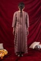 Image for Kusvaa Cood179 Madhuri Silk Purple Kurta Pant Set Back