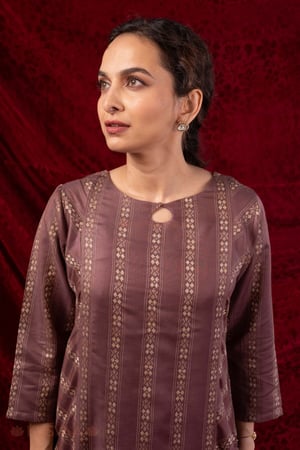 Image for Kusvaa Cood179 Madhuri Silk Purple Kurta Pant Set Featured