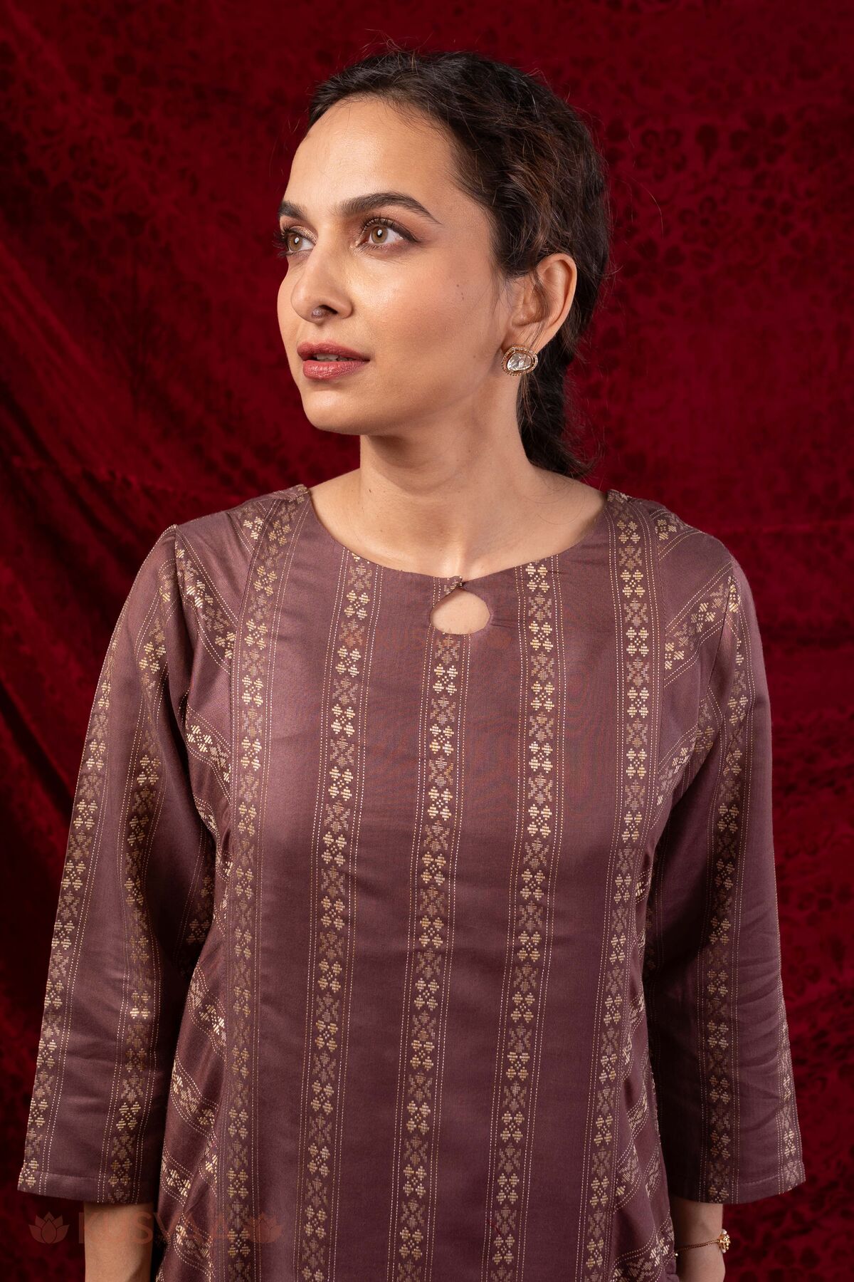 Image for Kusvaa Cood179 Madhuri Silk Purple Kurta Pant Set Featured