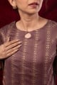 Image for Kusvaa Cood179 Madhuri Silk Purple Kurta Pant Set Nack
