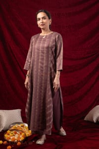 Image for Kusvaa Cood179 Madhuri Silk Purple Kurta Pant Set Style