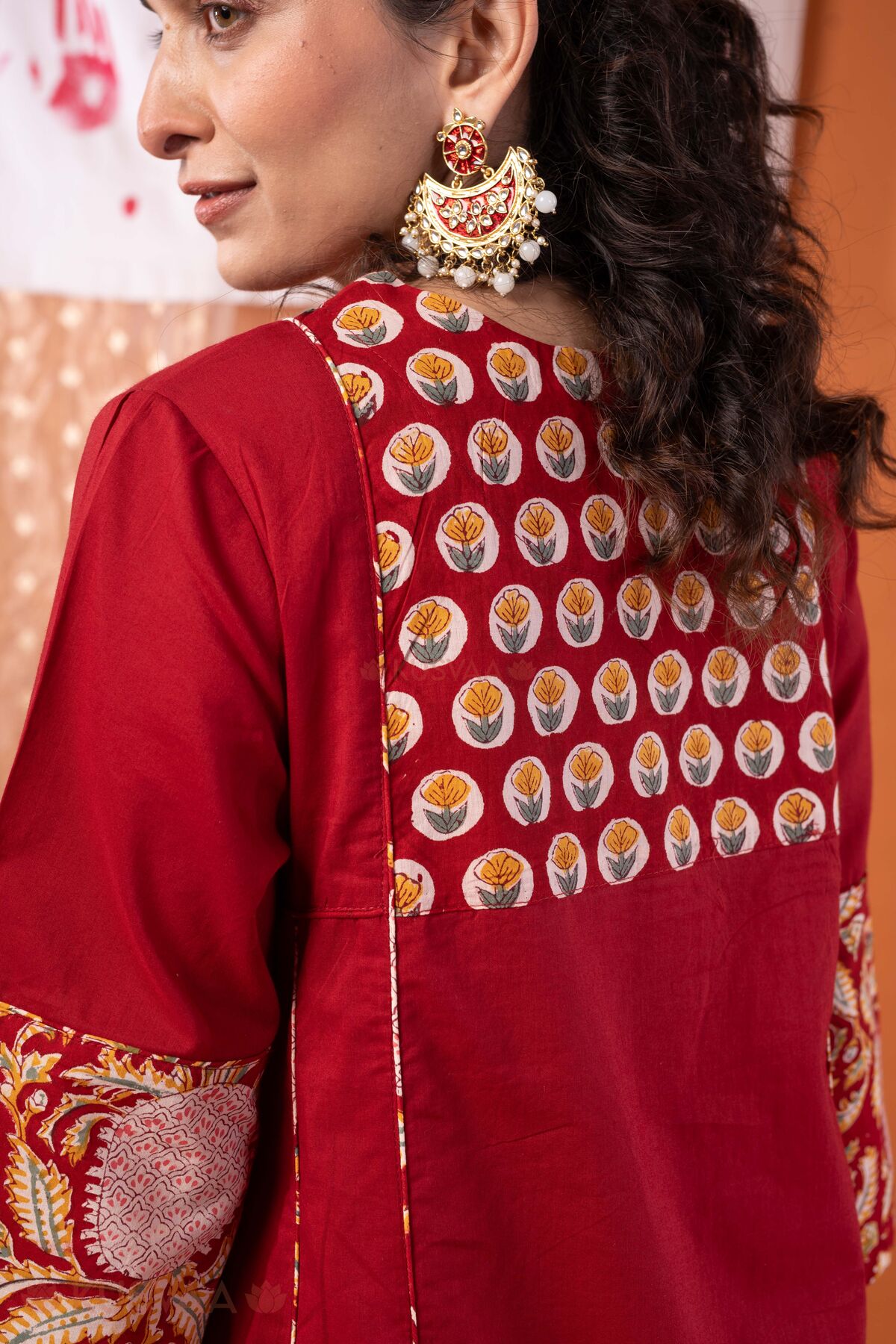 Image for Kusvaa Cood182 Chitrangada Cotton A Line Cord Set Pant Back Sd