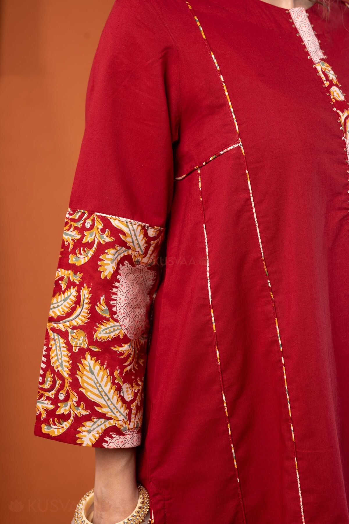 Image for Kusvaa Cood182 Chitrangada Cotton A Line Cord Set Sleeve SD