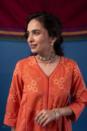 Image for Kusvaa Cood184 Manju Cotton A Line Co Ord Set Featured