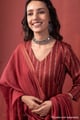 Image for Kusvaa Cood185 Chandrika Slik A Line Kurta Pant Set Closeup