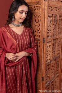 Image for Kusvaa Cood185 Chandrika Slik A Line Kurta Pant Set Dupatta