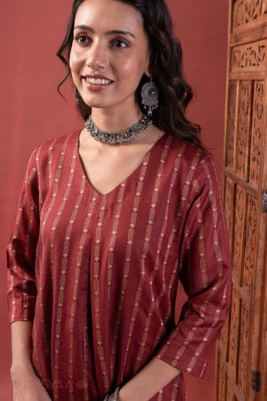 Image for Kusvaa Cood185 Chandrika Slik A Line Kurta Pant Set Featured
