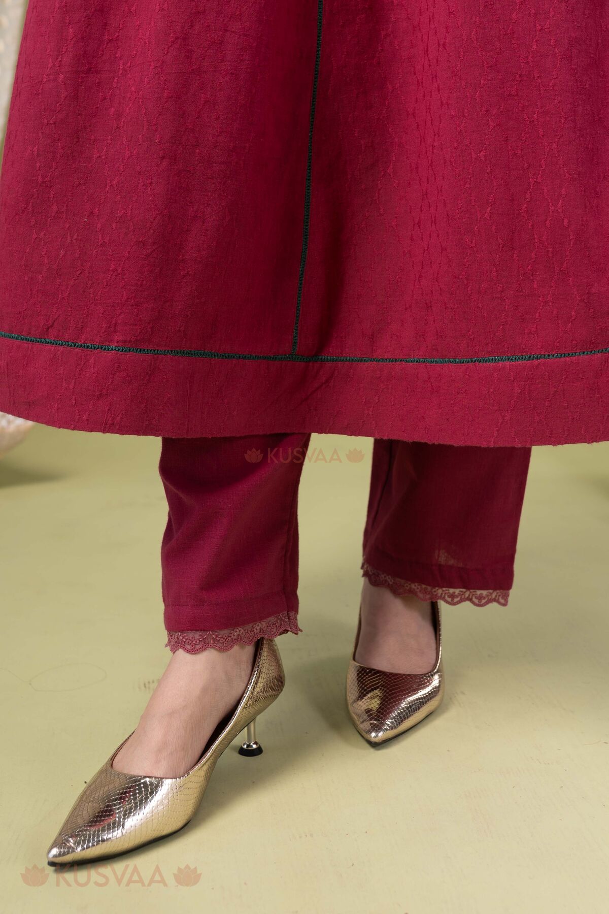 Image for Kusvaa Cood193 Jagrati Cotton Dobby Kurta Pant Set Bottom