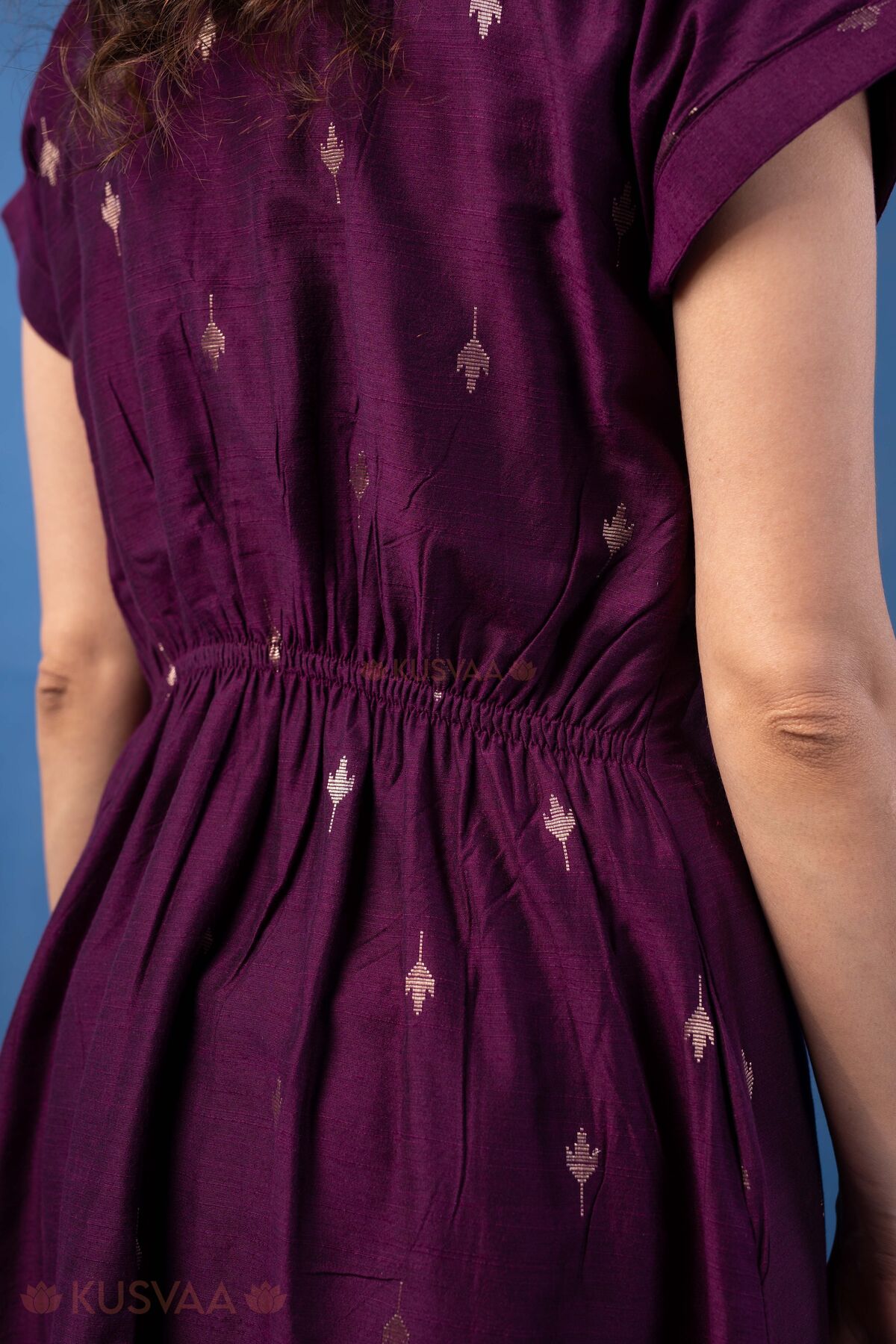Image for Kusvaa Dr131 Gopika Cotton Silk Dress Backdetailing