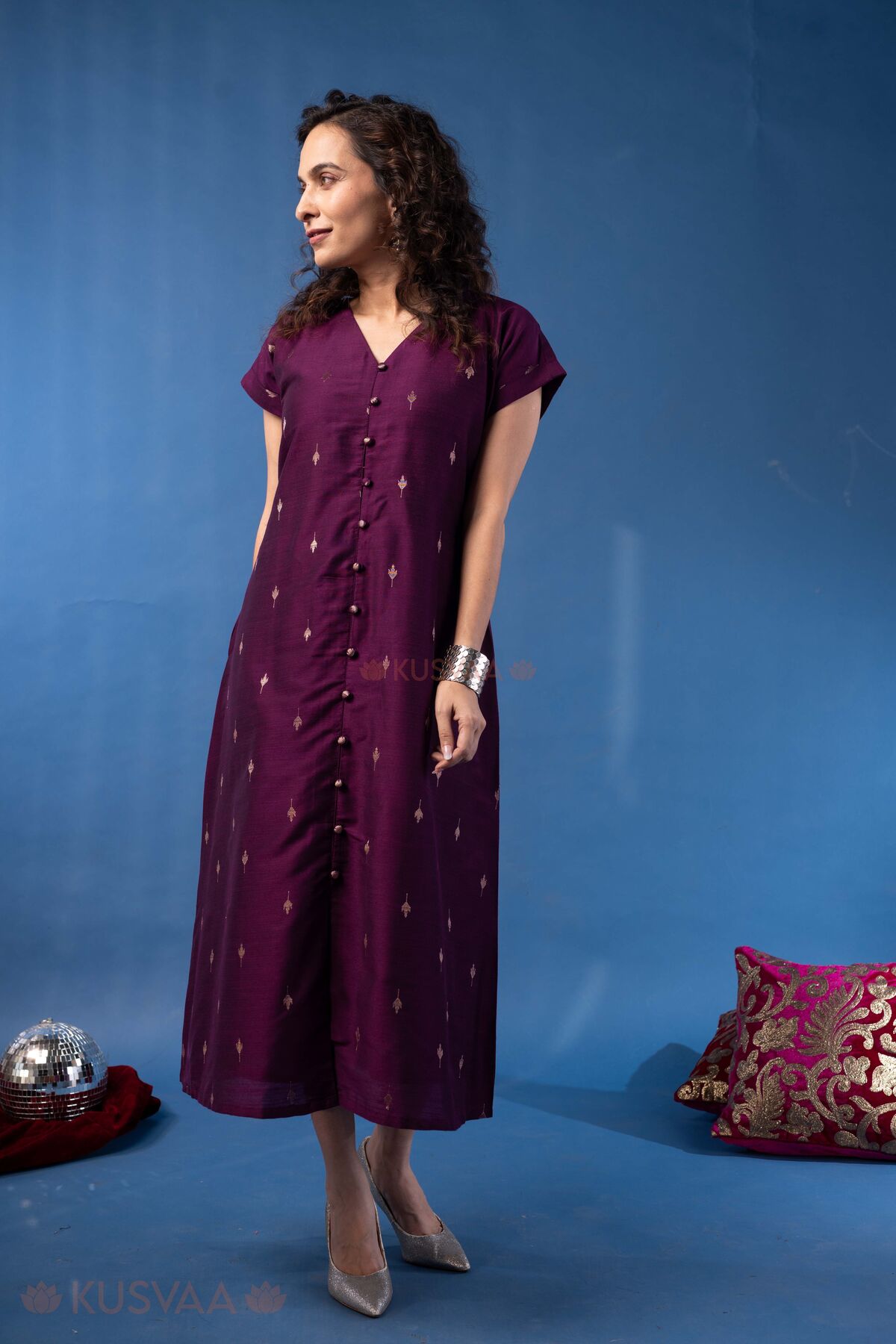 Image for Kusvaa Dr131 Gopika Cotton Silk Dress Side