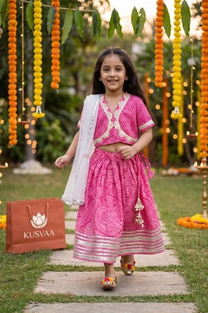 Image for Kusvaa Grw010 Anvita Cotton Girls Skirt Top And Dupatta Set Featured New New