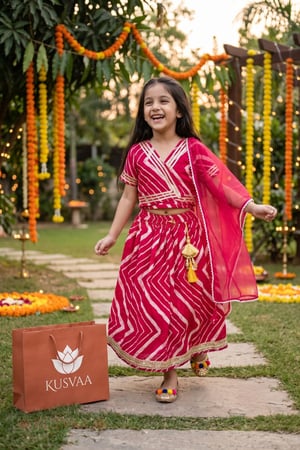 Image for Kusvaa Grw021 Akansha Muslin Girls Skirt Top And Dupatta Set Featured New