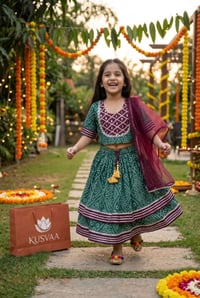 Image for Kusvaa Grw027 Divyami Cotton Girls Skirt Top And Dupatta Set Side New