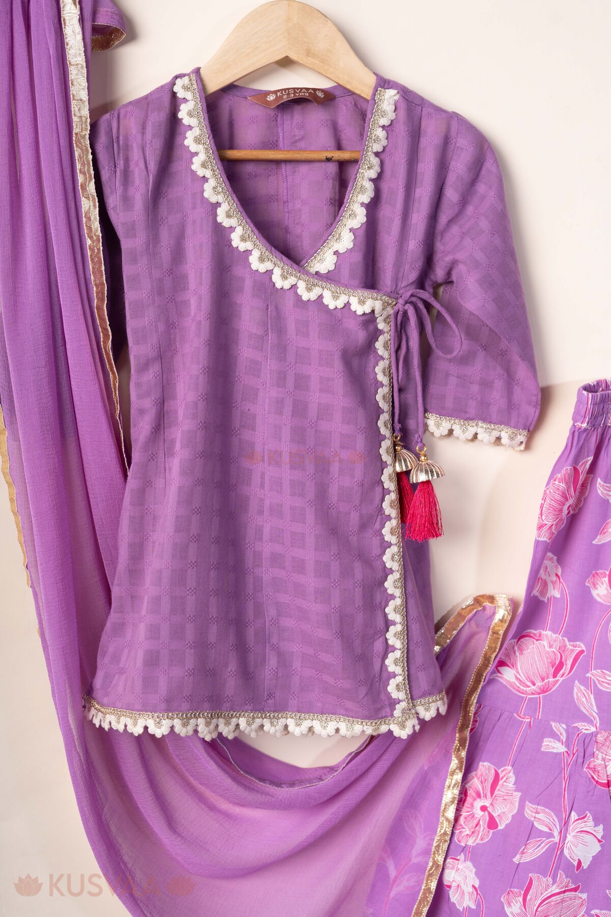 Image for Kusvaa Grw148 Ikshita Angrakha Sharara Dupatta Set Top