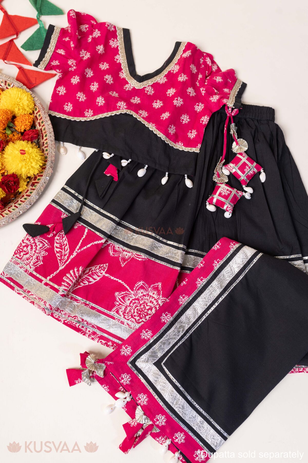 Image for Kusvaa Grw165 Jahnavi Cotton Lehenga Set Detailing