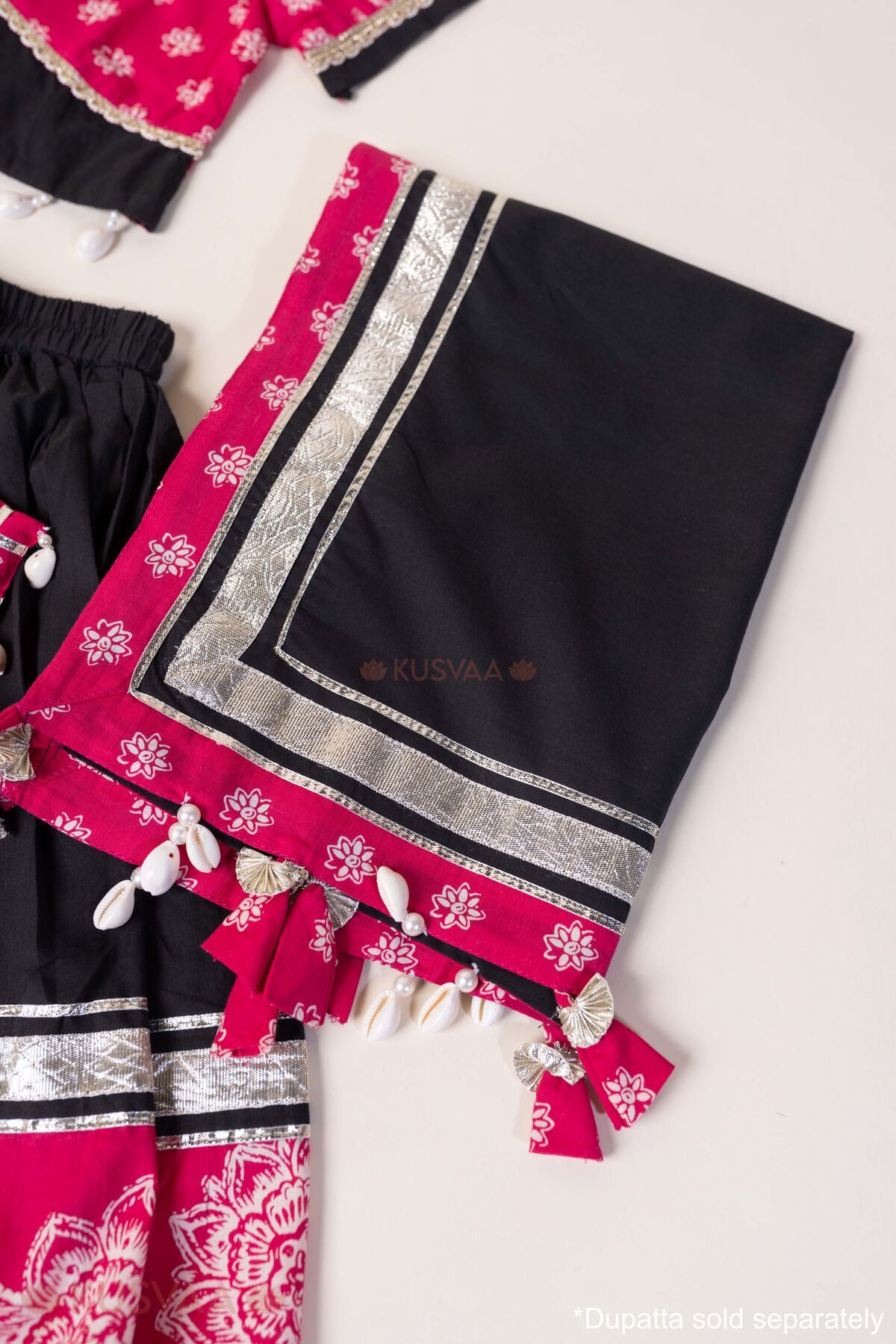 Image for Kusvaa Grw165 Jahnavi Cotton Lehenga Set Dupatta