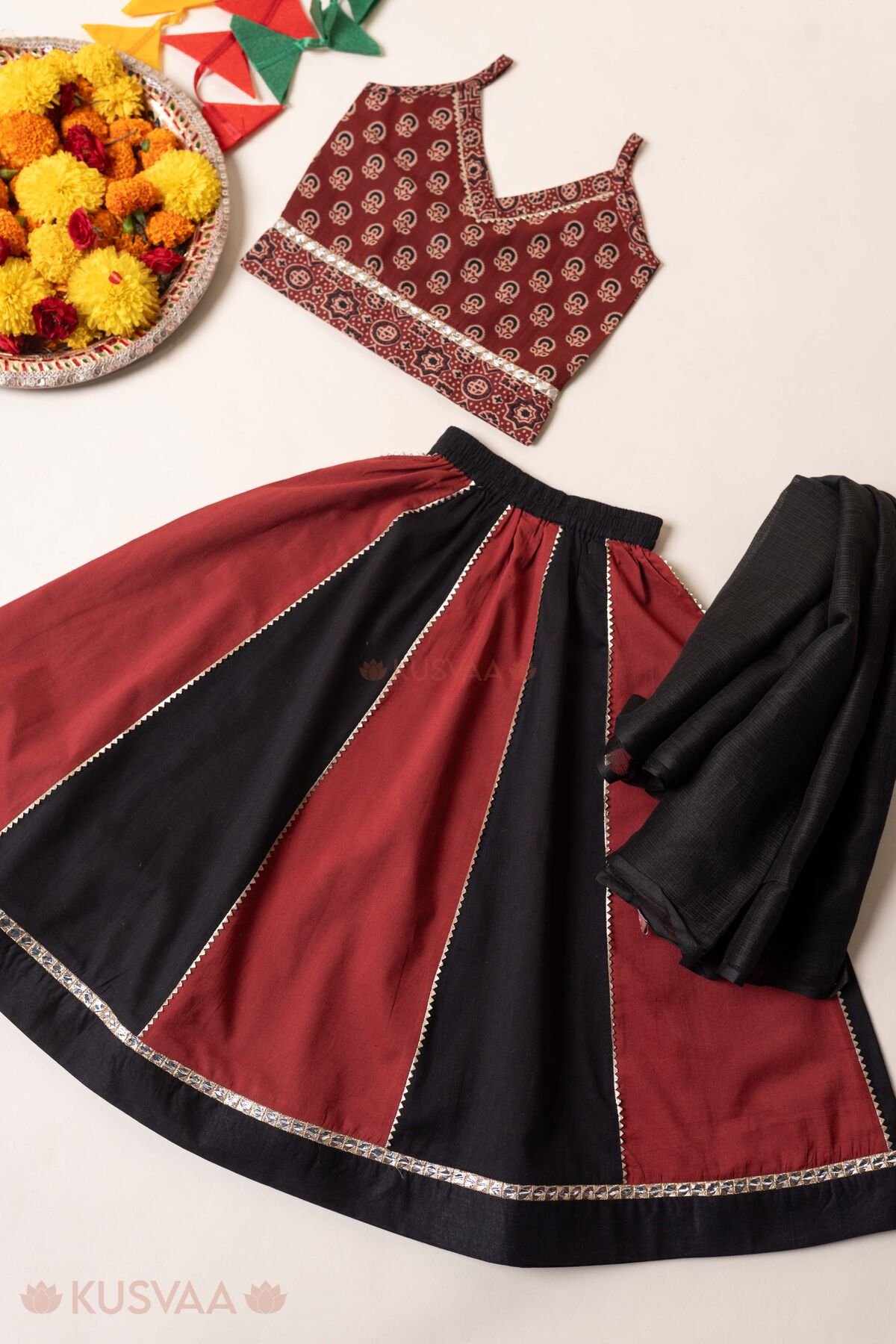 Image for Kusvaa Grw167 Ishani Cotton Lehenge Set Full