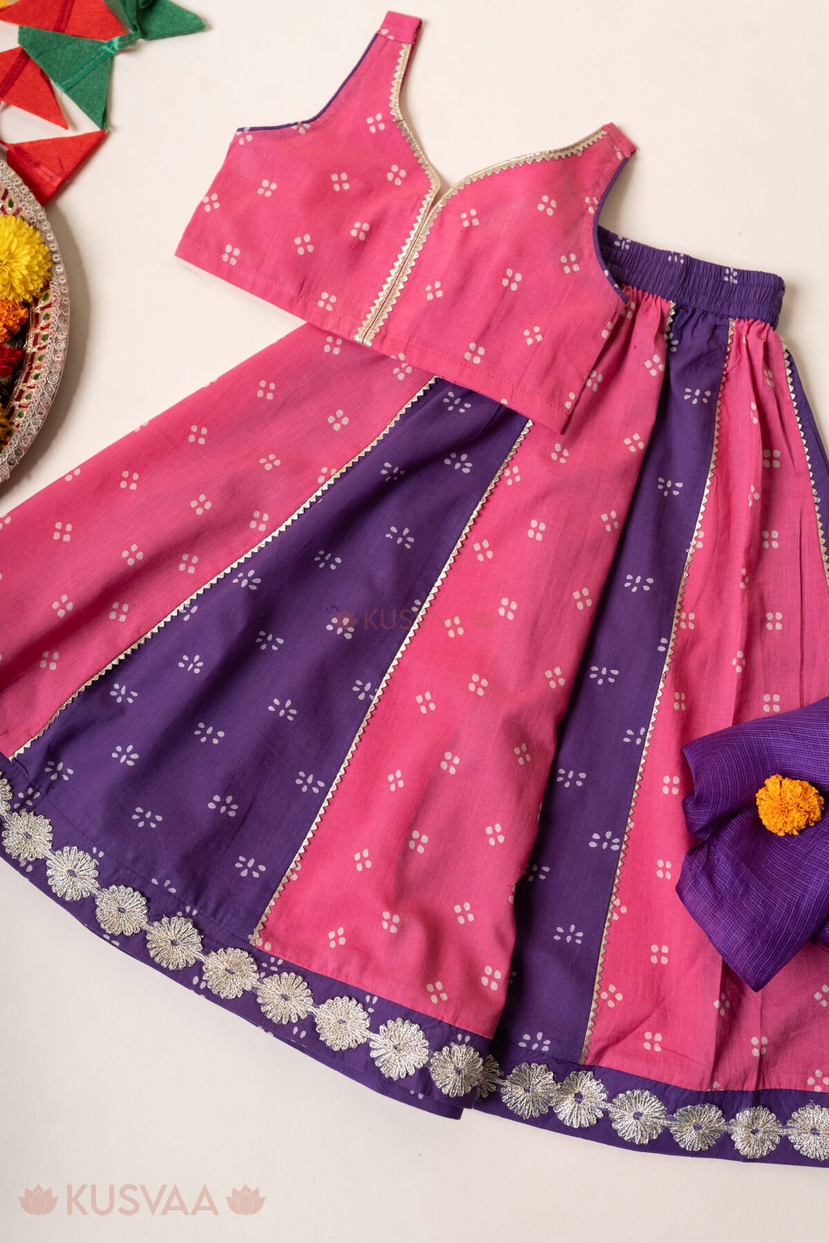 Image for Kusvaa Grw170 Bimla Cotton Lehenga Set Full