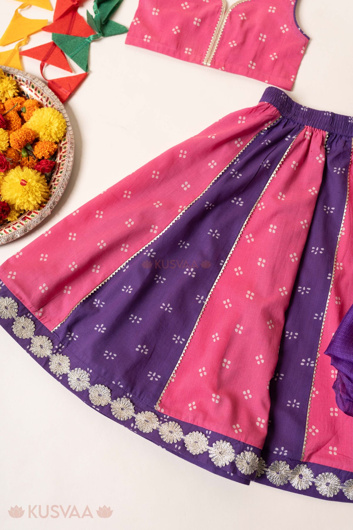 Image for Kusvaa Grw170 Bimla Cotton Lehenga Set Side