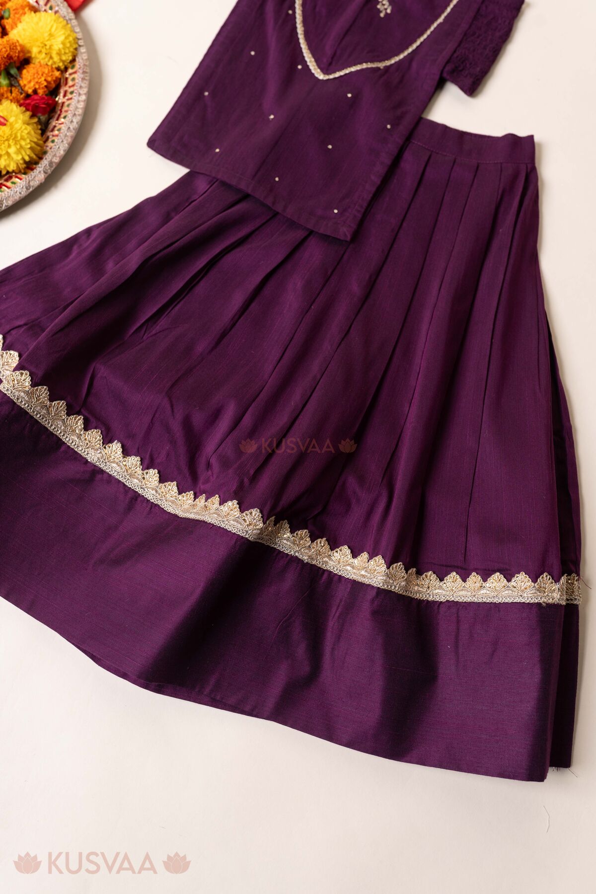 Image for Kusvaa Grw171 Riya Silk Lehenga Choli Set Side